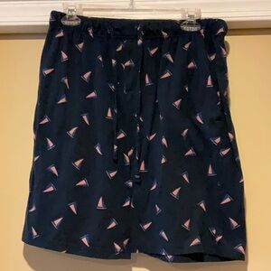 Architect lg Navy Blue Sleep Shorts with sailboat Pattern and Elastic Waistband